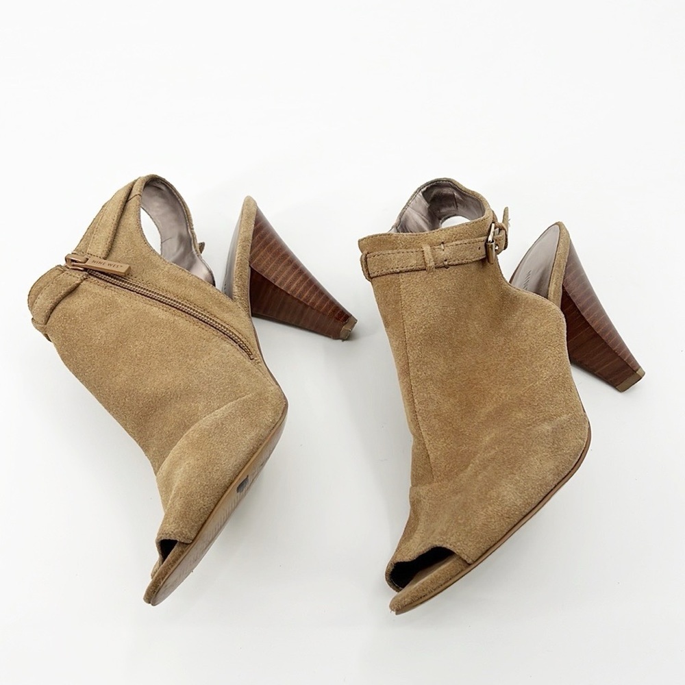 Nine West See You Later Suede Peep Toe Heeled Shootie Size 9 Bootie - Picture 2 of 13